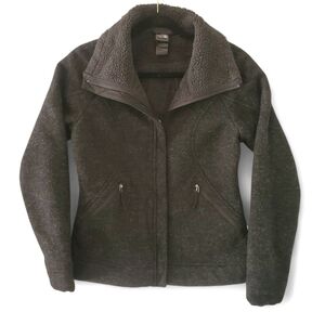 THE NORTH FACE Charcoal Gray Wool Blend Fleece Lined Full Zip Jacket Coat Size M
